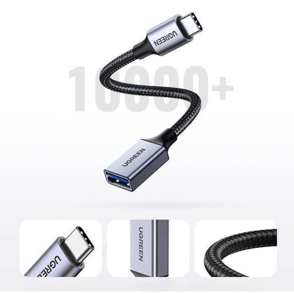 USB C (férfi) - USB (női) 3.0 OTG kábel 0.15m Ugreen US378 - fekete