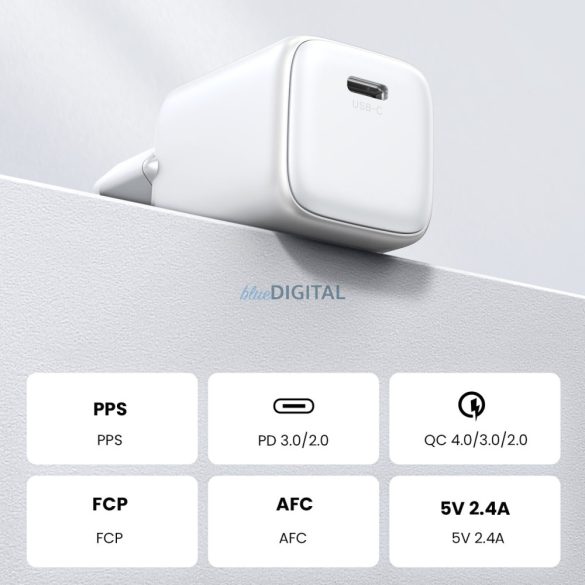 GaN USB C 30W PD Ugreen Nexode Mini gyorstöltő - fehér