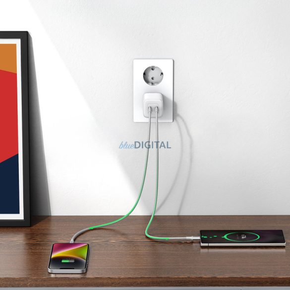 Gyorstöltő GaN 2 x USB-C 45W QC PD Ugreen CD294 - fehér