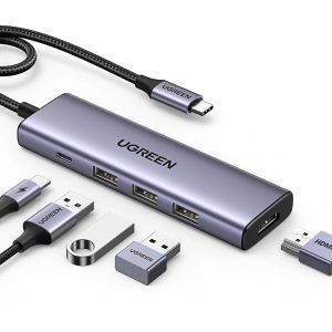 Ugreen CM511 5 az 1-ben dokkoló USB-C - USB-C PD / HDMI / 3x USB-A 3.0 - szürke