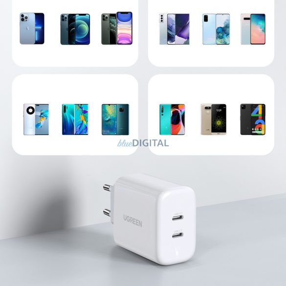 Ugreen töltő 2x USB Type C 40W Power Delivery fehér (10343)