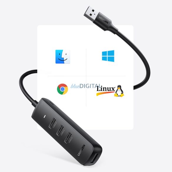 Ugreen HUB USB A típusú elosztó - 4x USB 3.2 Gen 1 fekete (CM416 80657)