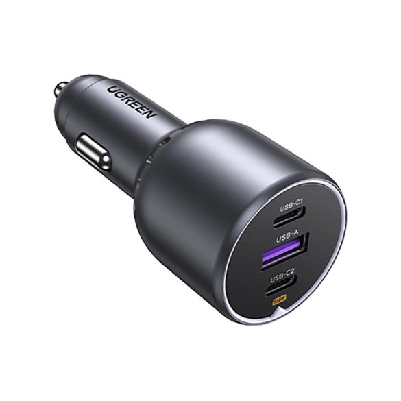 Ugreen EC705 autós töltő 1xUSB-A és 2xUSB-C csatlakozással 130W PD QC - szürke