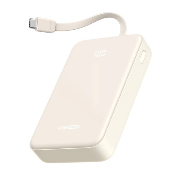 Ugreen PB505 Powerbank 20000mAh 22.5W USB-C USB-A porttal és beépített USB-C kábellel - fehér