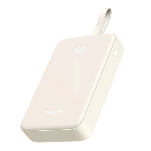 Ugreen PB505 Powerbank 20000mAh 22.5W USB-C USB-A porttal és beépített USB-C kábellel - fehér