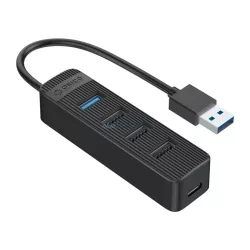   Orico TWU32-4A USB-A 3.1 hub / 1x USB-A 3.1 + 3x USB-A 2.0 + USB-C 5V/3A - fekete színben