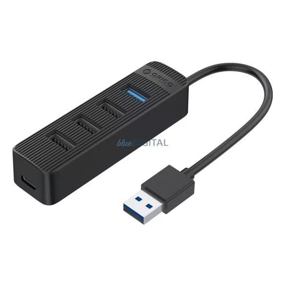 Orico TWU32-4A USB-A 3.1 hub / 1x USB-A 3.1 + 3x USB-A 2.0 + USB-C 5V/3A - fekete színben