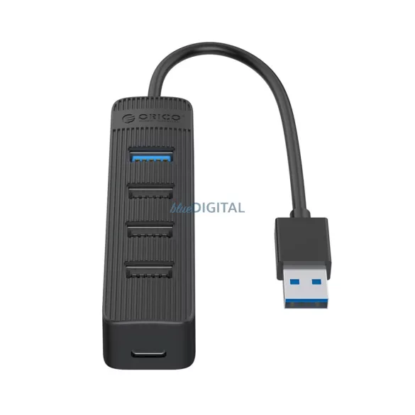 Orico TWU32-4A USB-A 3.1 hub / 1x USB-A 3.1 + 3x USB-A 2.0 + USB-C 5V/3A - fekete színben