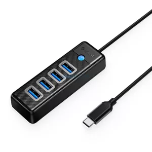 Orico PW4U-C3 USB-C / 4x USB-A 3.0 elosztó - Fekete