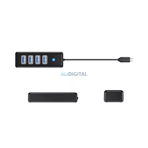 Orico PW4U-C3 USB-C / 4x USB-A 3.0 elosztó - Fekete