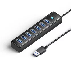 Orico PW7U-U3 hub 7x USB-A 3.0 + USB-C 5V/3A 1m - fekete