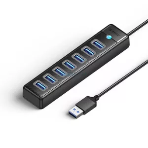 Orico PW7U-U3 hub 7x USB-A 3.0 + USB-C 5V/3A 1m - fekete