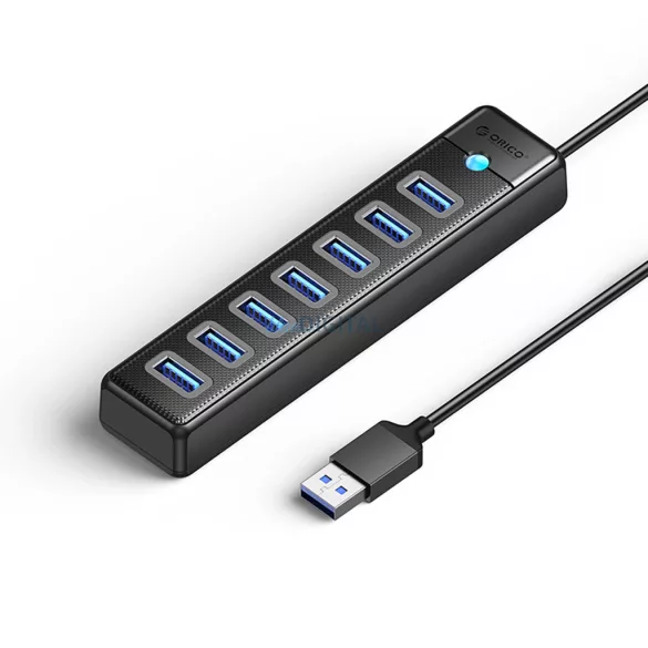 Orico PW7U-U3 hub 7x USB-A 3.0 + USB-C 5V/3A 1m - fekete