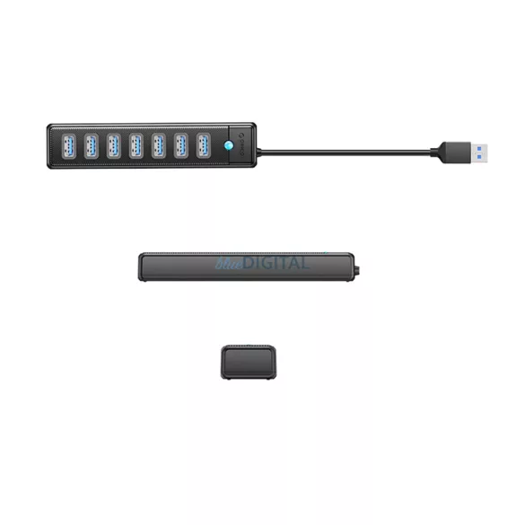 Orico PW7U-U3 hub 7x USB-A 3.0 + USB-C 5V/3A 1m - fekete