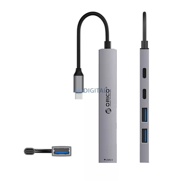 Orico YSB4-U2 USB-A/USB-C hub dokkolóállomás 2x USB-A 2.0 + 1x USB-A 3.0 + 1x USB-C 2.0 + 1x USB-C - Szürke