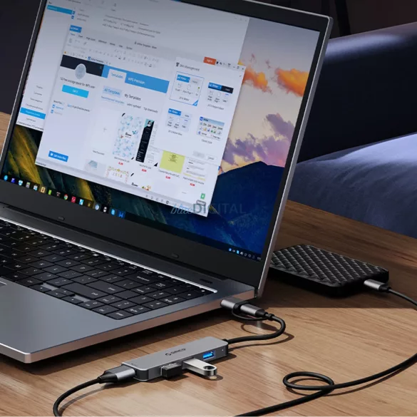 Orico YSB4-U2 USB-A/USB-C hub dokkolóállomás 2x USB-A 2.0 + 1x USB-A 3.0 + 1x USB-C 2.0 + 1x USB-C - Szürke