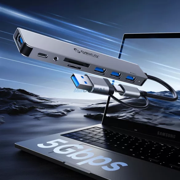 Orico YSB4-U2 USB-A/USB-C hub dokkolóállomás 2x USB-A 2.0 + 1x USB-A 3.0 + 1x USB-C 2.0 + 1x USB-C - Szürke