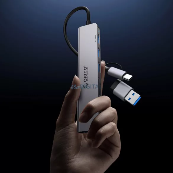 Orico YSB4-U2 USB-A/USB-C hub dokkolóállomás 2x USB-A 2.0 + 1x USB-A 3.0 + 1x USB-C 2.0 + 1x USB-C - Szürke