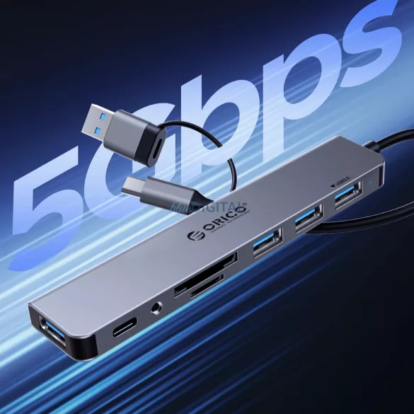 Orico YSB4-U2 USB-A/USB-C hub dokkolóállomás 2x USB-A 2.0 + 1x USB-A 3.0 + 1x USB-C 2.0 + 1x USB-C - Szürke
