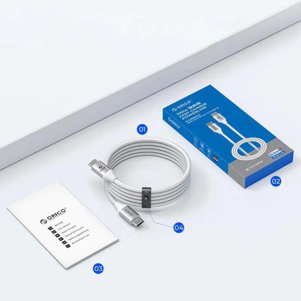 Orico CDX Type-C - Type-C kábel 100W 5A 1m - fehér