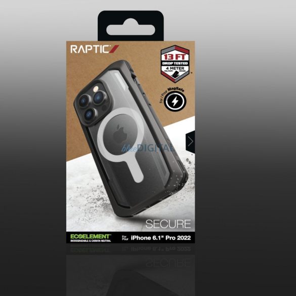 Raptic Secure Case iPhone 14 Pro iPhone 14 Pro készülékhez MagSafe páncélozott borítással fekete