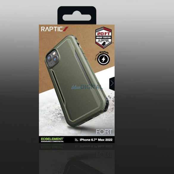 Raptic Fort Case iPhone 14 tok MagSafe páncélozott borítással zöld