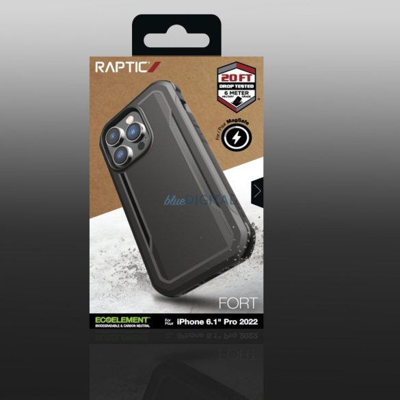 Raptic Fort Case iPhone 14 Pro tok MagSafe páncélozott borítással fekete