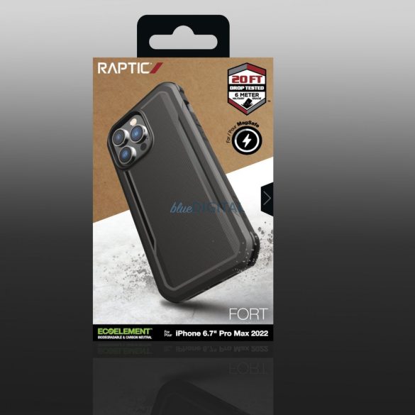 Raptic Fort Case iPhone 14 Pro Max tok MagSafe páncélozott borítással fekete