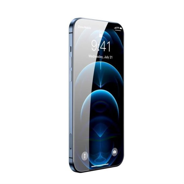 Baseus 2x Teljes képernyő 0,3 mm Anti Spy edzett üveg tempered glass kerettel iPhone 12 Pro / iPhone 12 (SGAPIPH61P-KS01) (tok-barát) üvegfólia