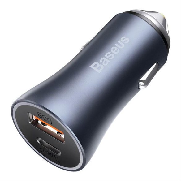 Baseus Arany Kontaktorok Pro gyors autós töltő Type-c USB / USB 40 W Power Delivery 3.0 Quick Charge 4+ SCP FCP AFC szürke (CCJD-0G)