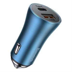 Baseus Arany Kontaktorok Pro gyors autós töltő Type-c USB / USB 40 W Power Delivery 3.0 Quick Charge 4+ SCP FCP AFC kék (CCJD-03)