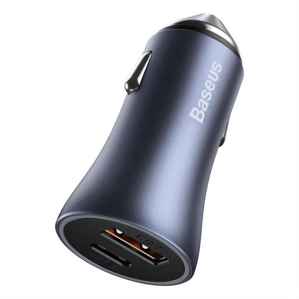 Baseus Arany Kontaktorok Pro gyors autós töltő Type-c USB / USB 40 W Power Delivery 3.0 Quick Charge 4+ SCP FCP AFC + USB - Type-c USB-kábel szürke (TZCCJD-0G)