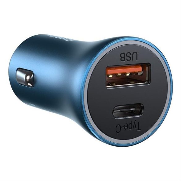 Baseus Arany Kontaktorok Pro gyors autós töltő Type-c USB / USB 40 W Power Delivery 3.0 Quick Charge 4+ SCP FCP AFC + USB Type-c - Lightning kábel kék (TZCCJD-03)