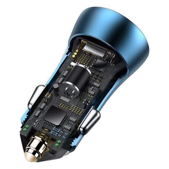 Baseus Arany Kontaktorok Pro gyors autós töltő Type-c USB / USB 40 W Power Delivery 3.0 Quick Charge 4+ SCP FCP AFC + USB Type-c - Lightning kábel kék (TZCCJD-03)