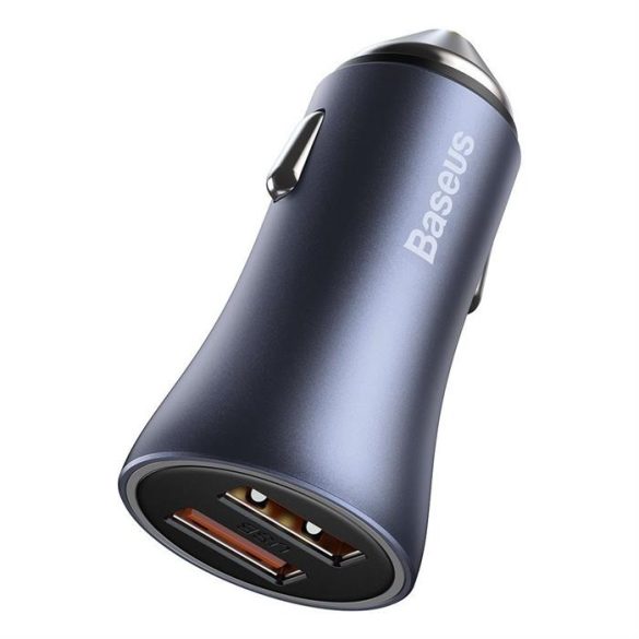 Baseus Arany Kontaktorok Pro gyors autós töltő 2 USB 40 W Quick Charge SCP FCP AFC + USB - Type-c USB-kábel szürke (TZCCJD-A0G)