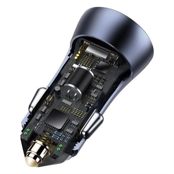 Baseus Arany Kontaktorok Pro gyors autós töltő 2 USB 40 W Quick Charge SCP FCP AFC + USB - Type-c USB-kábel szürke (TZCCJD-A0G)