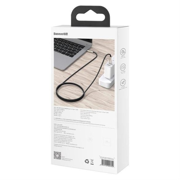 Baseus Cafule sorozat Metal adat Type-c USB - USB Type-c kábel Power Delivery 100 W (20 V / 5 A) 1 m fekete (CATJK-C01)