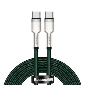Baseus Cafule sorozat Metal adat Type-c USB - USB Type-c kábel Power Delivery 100 W (20 V / 5 A) 2 m zöld (CATJK-D06)