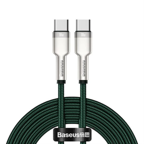 Baseus Cafule sorozat Metal adat Type-c USB - USB Type-c kábel Power Delivery 100 W (20 V / 5 A) 2 m zöld (CATJK-D06)