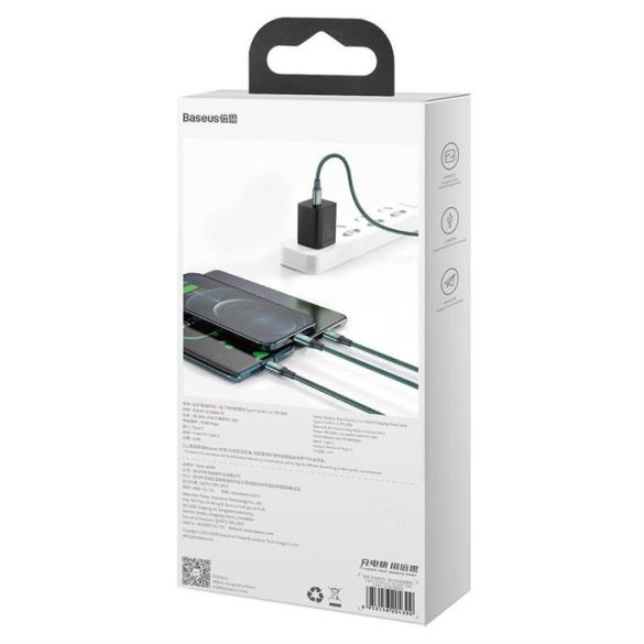 Baseus Rapid 3in1 USB Type-c - USB Type-c / Lightning / micro USB-kábel 20 W 1,5 m zöld (CAMLT-SC06)