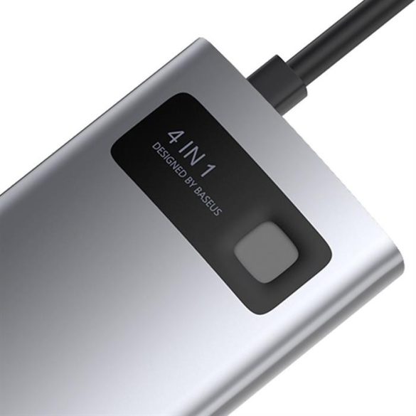 Baseus Fém Csillog 4in1 multifunkciós HUB USB-C - Type-c USB teljesítményleadás 100 W / HDMI 4K 30 Hz / 1x USB 3.2 Gen 1 / 1x USB 2.0 (CAHUB-CY0G)