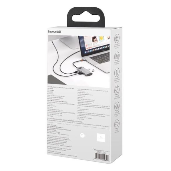 Baseus Fém Csillog 4in1 multifunkciós HUB USB-C - Type-c USB teljesítményleadás 100 W / HDMI 4K 30 Hz / 1x USB 3.2 Gen 1 / 1x USB 2.0 (CAHUB-CY0G)