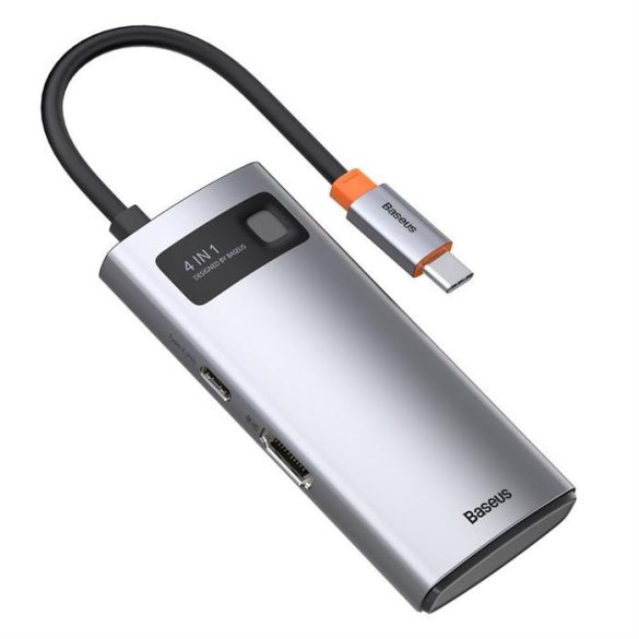 Baseus Fém Csillog 4in1 multifunkciós HUB USB-C - Type-c USB teljesítményleadás 100 W / HDMI 4K 30 Hz / 1x USB 3.2 Gen 1 / 1x USB 2.0 (CAHUB-CY0G)