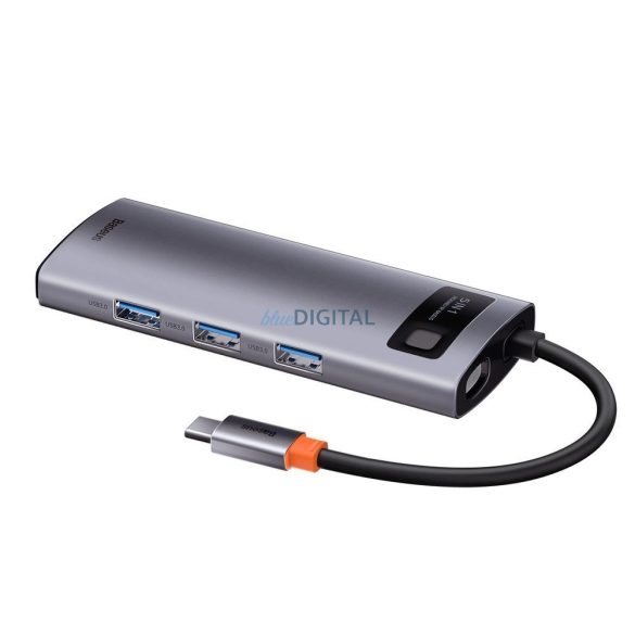 Baseus Metal Gleam Series 5 az 1-ben multifunkciós HUB USB Type C - USB Type C Power Delivery 100 W / HDMI 4K 30 Hz / 3x USB 3.2 Gen 1 (CAHUB-CX0G)