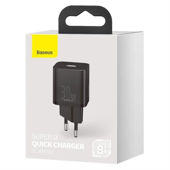 Baseus Super Si 1C gyors hálózati töltő USB-C 30 W Power Delivery Quick Charge fekete (CCSUP-J01)