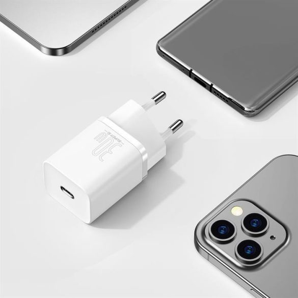 Baseus Super Si 1C gyors hálózati töltő USB-C 30 W Power Delivery Quick Charge fehér (CCSUP-J02)