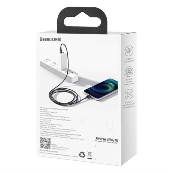 Baseus Superior USB Type-c - Lightning gyors töltés adatkábel Power Delivery 20 W 1 m fekete (CATLYS-A01)