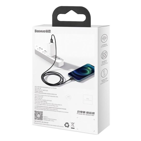 Baseus Superior USB - Lightninggyors töltés adatkábel 2,4 A 1 m fekete (CALYS-A01)