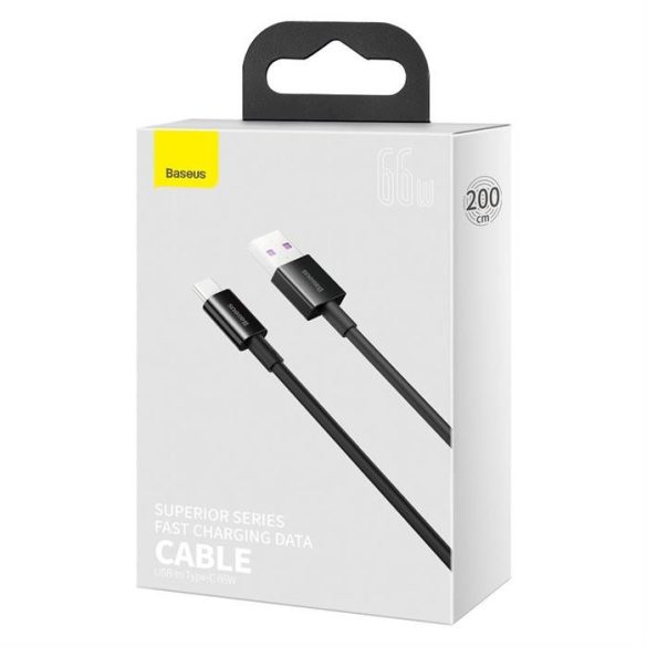 Baseus Superior USB - USB Type-c gyors töltés adatkábel 66 W (11 V / 6 A) Huawei túltöltés SCP 2 m fekete (CATYS-A01)