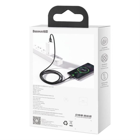 Baseus Superior USB - USB Type-c gyors töltés adatkábel 66 W (11 V / 6 A) Huawei túltöltés SCP 2 m fekete (CATYS-A01)